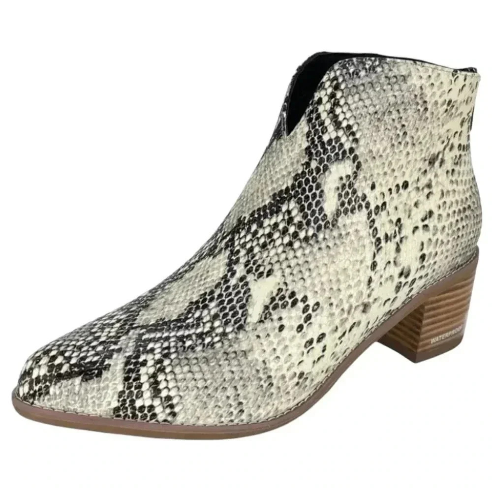 Aqua College Emily Leather Snake Print Waterproof Womens Booties Size 9M - Picture 3 of 15